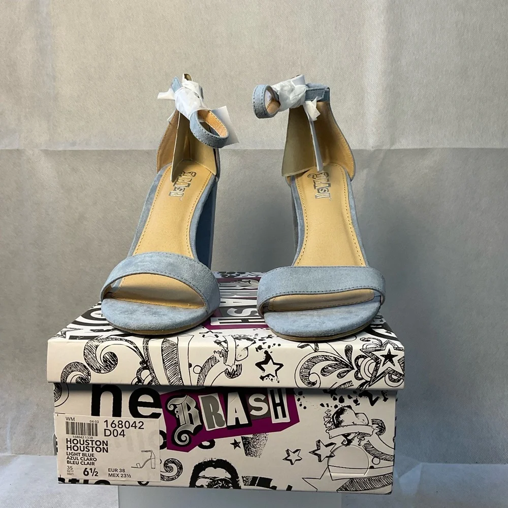 Brash Light Blue Suede Heels- New- Size 6.5 - Picture 2 of 8